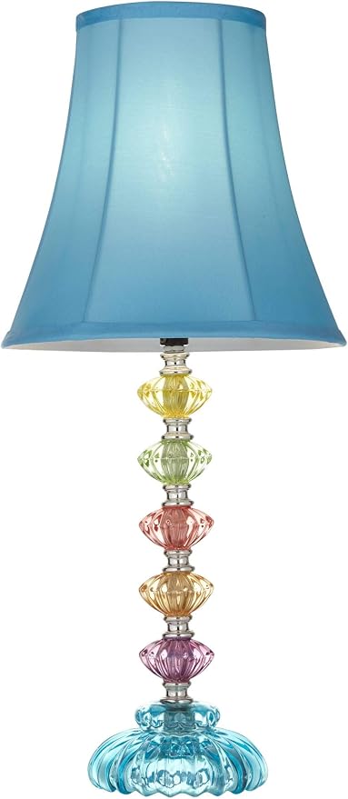 Bohemian Blue 21" High Table Lamp Glass Teal Stacked Traditional Colored