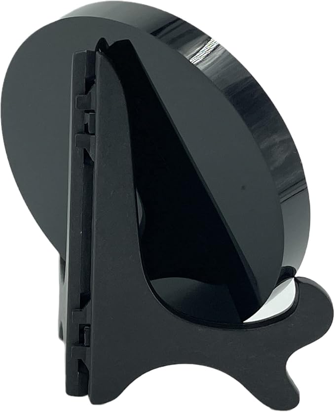 Black Obsidian Scrying Mirror, Obsidian Mirror with Stand and Bag for Divination, Meditation, Healing, Feng Shui (100mm(4.0in))