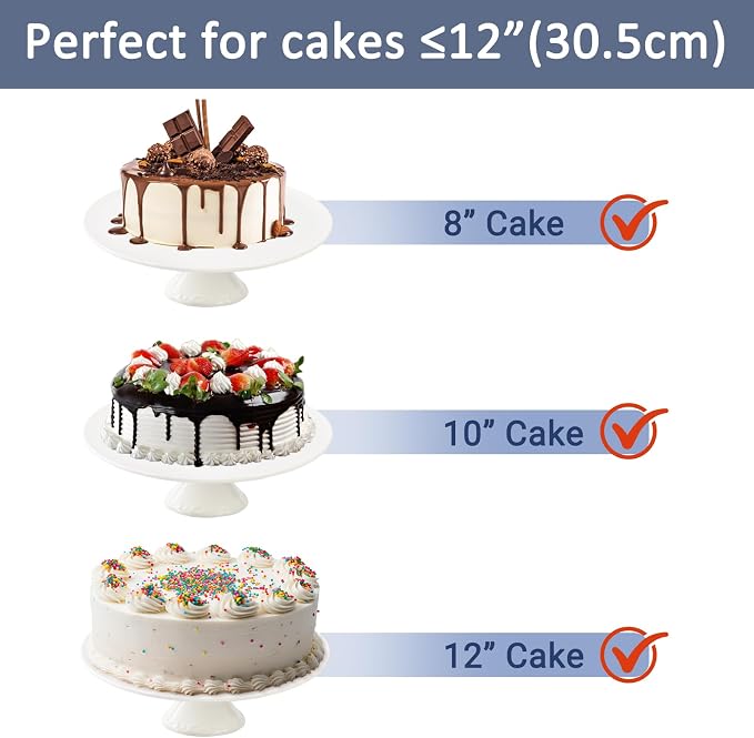 12 Inch Round White Ceramic Cake Stand, Decorative Cupcake Stand, Dessert Display Plates for Snacks and Cookies, Baby Shower, Birthday, Wedding Party Decor