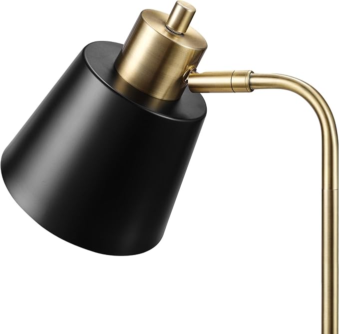 Globe Electric 18" Matte Brass Desk Lamp with Matte Black Metal Shade