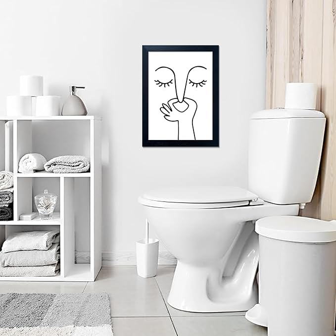 AIANHUA Black and White Bathroom Decor Wall Art Bad Smell Humorous Canvas Print Funny Guest Toilet Picture Artworks for bathroom walls Modern Minimalistic Bathroom Sign Accesories