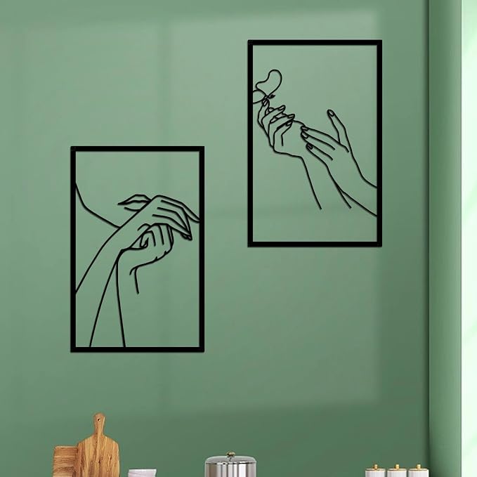 Resama Nail Room Wall Decor Nail Salon Wall Art and Accessories | Black Metal Space Decortionsfor Hand Body Care Store, Bathroon Bedroom Living Room Wall Hanging Sculptures Indoor