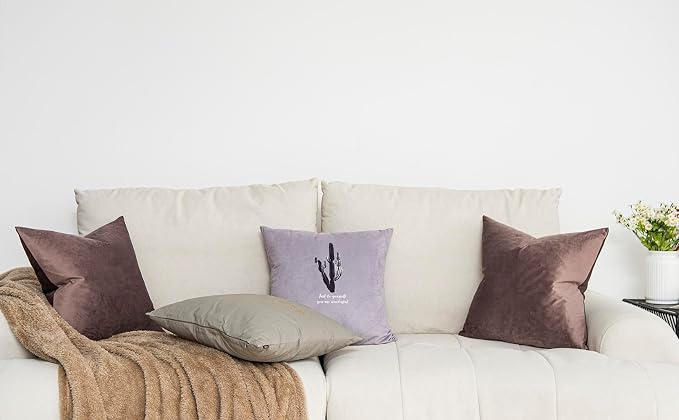 Mulberry Decorative Velvet Throw Pillow Covers 22x22 inch Set of 2 with Zipper Luxury Soft Solid Square Cushion Covers Case for Sofa Couch Bed Living Room
