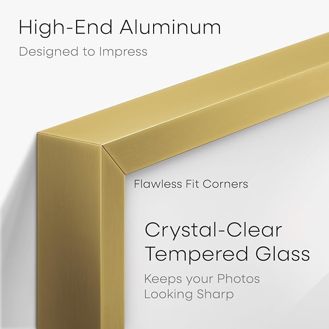Homeforia 11x14 Gold Diploma Frame, High-End Metal, 8.5x11 Mat, Glass