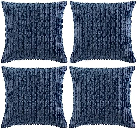 Fancy Homi 4 Packs Decorative Throw Pillow Covers for Living Room Couch Bed, Modern Farmhouse Boho Home Décor Accent Cushion Case, 24" x 24", Dusty Blue