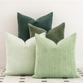 LANANAS Decorative Corduroy Throw Pillow Covers 18x18 Inch Forest Green | Set of 4 Neutral Couch Farmhouse Boho Throw Pillows for Living Room, Couch, Bed, Sofa Soft Accent Home Decor