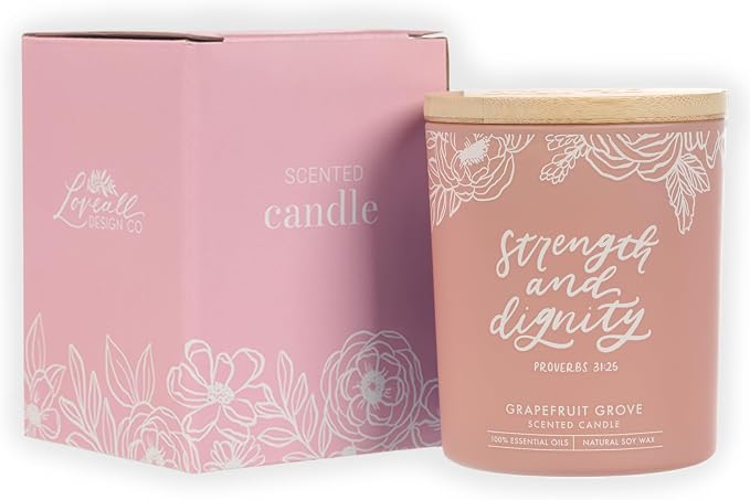 Christian Art Gifts Soy Wax Scented Candle: Strength & Dignity Bible Verse