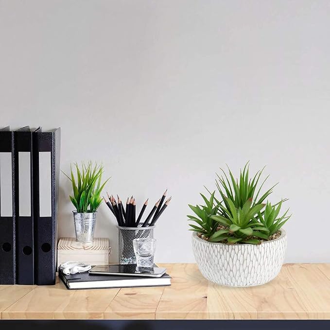 Briful Small Fake Plants Assorted Faux Succulents in Pots Realistic Succulents Plants Artificial with Cement Pots for Home Table Office Desk Bathroom Shelf Living Room Decor