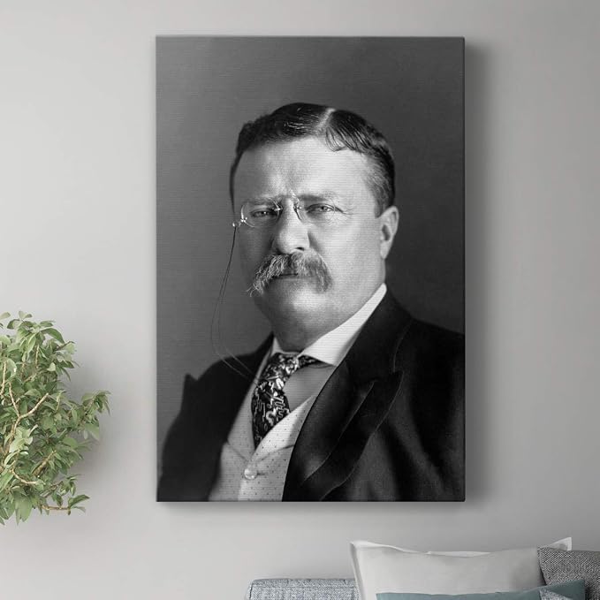 Renditions Gallery Theodore Roosevelt Presidental Portrait Wall Art, Premium Gallery Wrapped Canvas Decor, Ready to Hang, 12 in H x 8 in W, Made in America Print