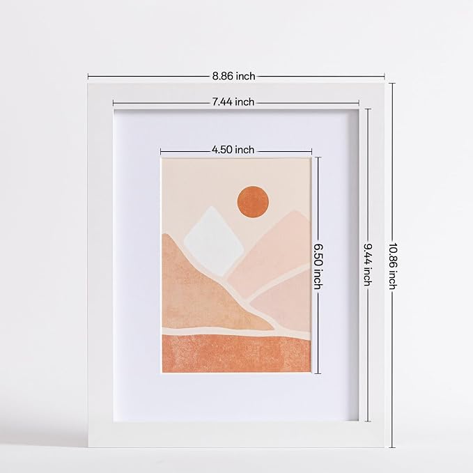 eletecpro Picture Frames Set of 9, 8x10 in, Acrylic Cover, White | Display Photo 5x7 with Mat or 8x10 without, Classic Gallery Collage, Wall Mount, Minimalist Home Decor, Engineered Wood