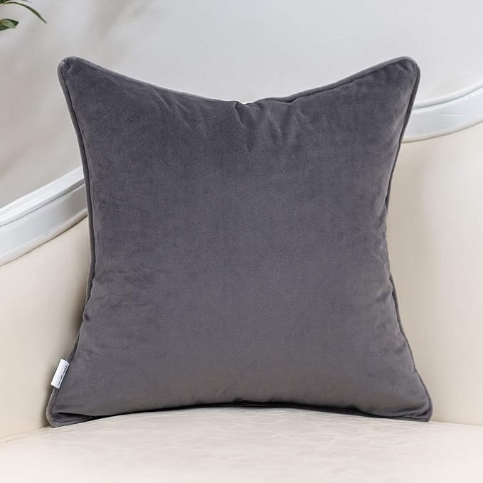 Yangest Grey Striped Throw Pillow Cover Multicolor Velvet Cushion Cover Modern Bohemian Pillowcase for Sofa Couch Bedroom Living Room Home Christmas Decoration,18x18 Inch