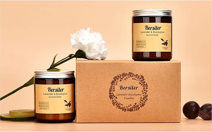 Lavender Eucalyptus Scented Candles, Soy Wax Candles, 2 Pack | Stress Relief and Relax Aromatherapy Candle for Home Bathroom, Candles Gift for Women Birthday Christmas