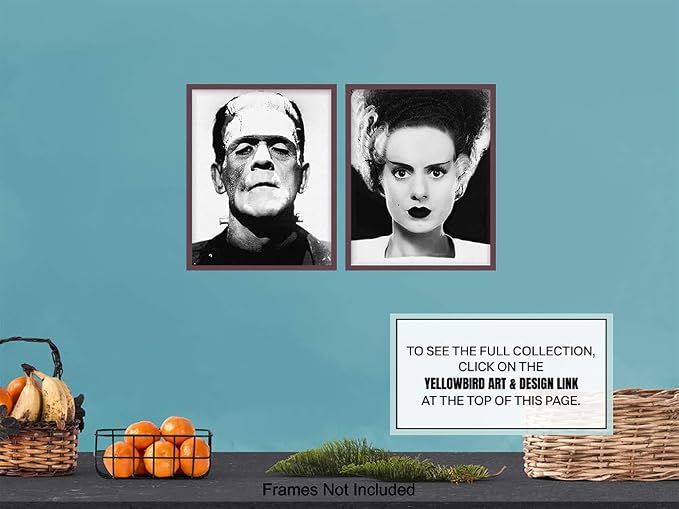 Frankenstein, Bride Poster Set - Gift for Vintage Hollywood Horror Monster Movie, Goth, Gothic Fan, Men, Teens, Kids Bedroom - 8x10 Funny Photo Photograph Wall Art Decor, Room Decorations Pictures