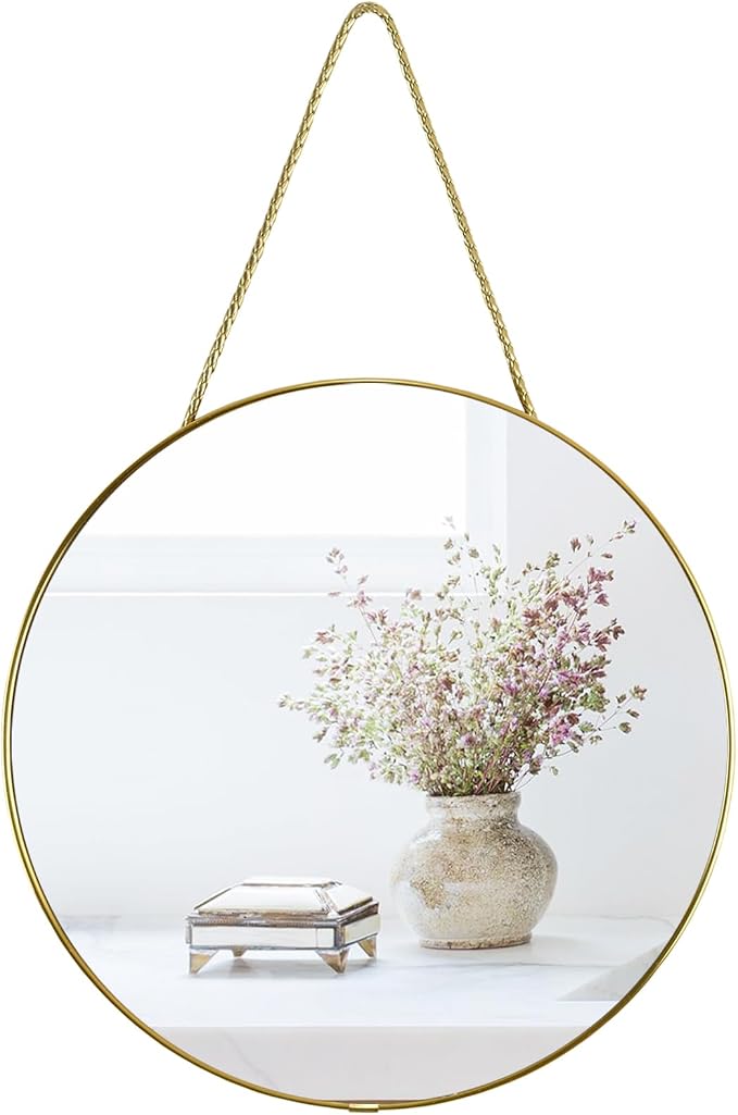 YCHMIR 11.8-inch Small Round Wall Mirror, Gold Bathroom Mirror