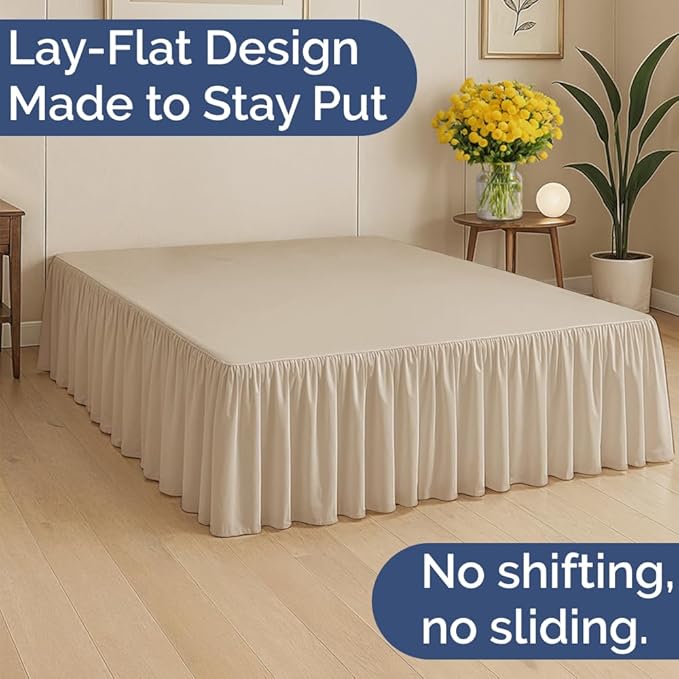 Bedskirt Twin Size Ruffle - Ruffled Bed Skirt - 12 Inch Drop - Cream | Bedskirt with Platform, Ultra-Soft Premium Hotel Quality, Wrinkle Free, Fade & Shrink Resistant, for Women, Men, Kids & Teens