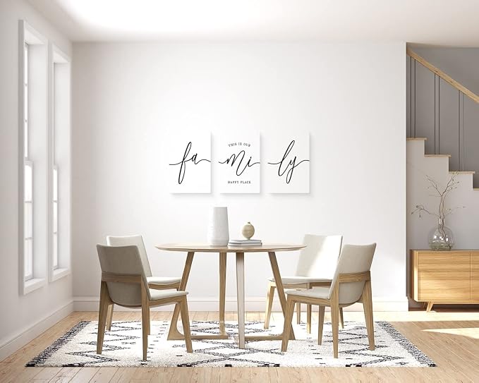 GUBIYU Home Family Wall Art for Living Room & Dining Room, Inspirational Quotes, 3x 20"x28" Canvas Prints