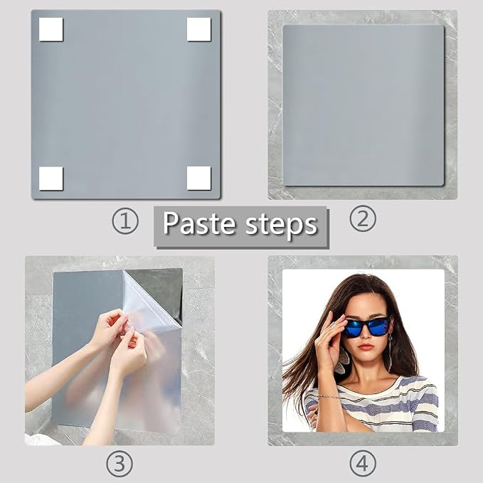 Acrylic Mirror Tiles, 12x12 in Shatterproof Wall Mirrors, 6 Pack | Flexible Acrylic, Adhesive Foam Tapes Included, for Bedroom Doors, Closets, Gym, Dorm, and DIY Wall Decor