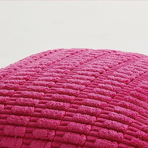 Fancy Homi 4 Packs Decorative Throw Pillow Covers for Living Room Couch Bed, Modern Farmhouse Boho Home Décor Accent Cushion Case, 18" x 18", Hot Pink