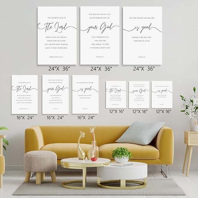GUBIYU The Lord Your God Is Good Wall Art Black and White Christian Home Decor Framed Bible Verse Quote Wall Decor for Bedroom Farmhouse Rustic Living Room Minimalist Christian Canvas Wall Art 16"x24"
