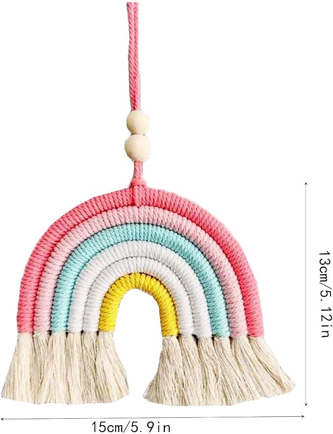 1PCS Colorful Rainbow Wall Decor - Handmade Weaving Ornament Pendant Decoration Wall Decor Hanging Home Decoration (Yellow)