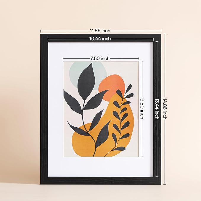 eletecpro Picture Frames Set of 9, 11x14 in, Acrylic Cover, Black | Display Photo 8x10 with Mat or 11x14 without, Classic Gallery Collage, Wall Mount, Minimalist Home Decor, Engineered Wood