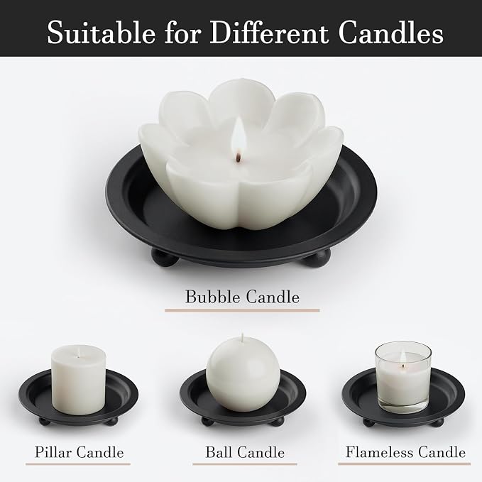 Candle Holder, Round Tray for up to 2.8 Inch Pillar & Ball Candles