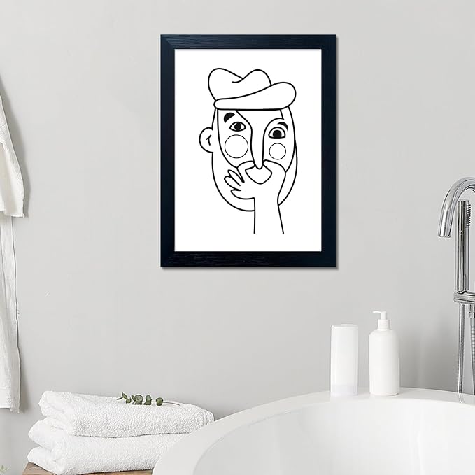 AIANHUA Funny Men Bathroom Wall Decor, Modern Minimalist Toilet Art Decor, Black and White Canvas Wall Art for Bathroom, Humorous Restroom Bathroom Print
