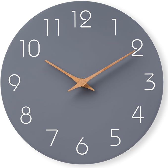 Mosewa Wall Clock 12" Silent Non-Ticking Battery Operated Modern Simple | Analog Kitchen Home Bathroom Living Room Bedroom Office Mordern Simple