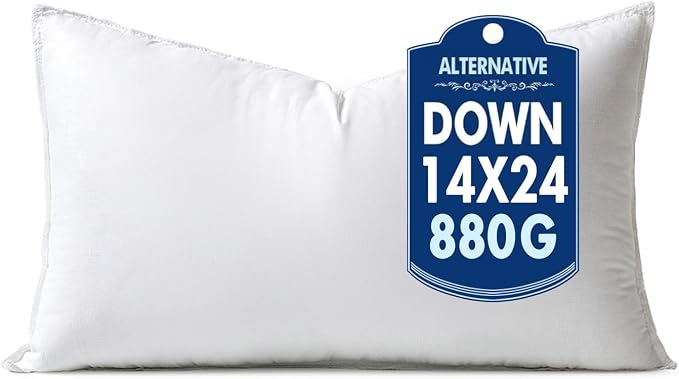 MIULEE 14x24 Inch Synthetic Down Alternative Lumbar Pillow Insert | Decorative Throw Pillow 14 x 24 Inch Body Bed Sleeping Ultra Soft Fluffy Form for Sofa Couch Bed