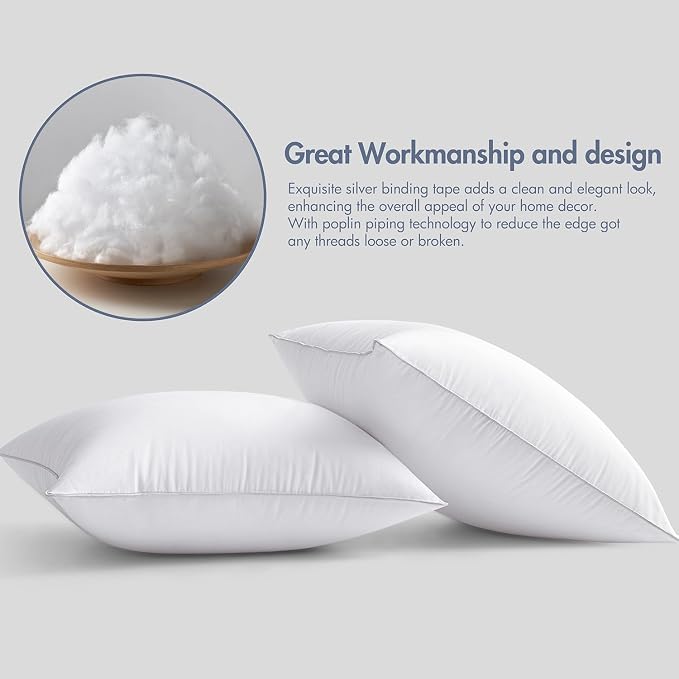 MIULEE Euro 26 x 26 Pillow Inserts (Set of 2) -Decorative Throw Pillows for Couch Sofa with 100% Cotton Covers