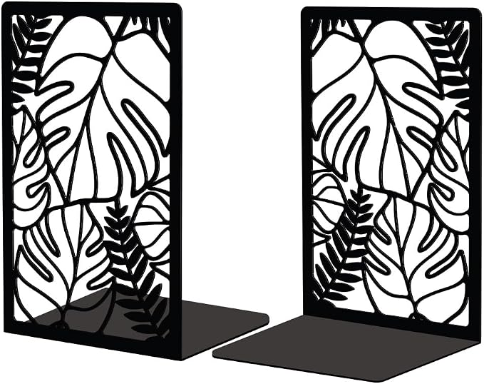 Peacoblue 5.3"x4.3"x7.9" Metal Bookends, Heavy Duty Book Ends for Shelves