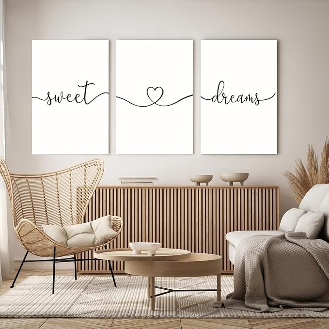 GUBIYU Sweet Dreams Wall Art Above Bed Decor for Master & Guest Room, Large & Small Rooms, Clean Girls Room Decor, Farmhouse Wall Art, 24"x36