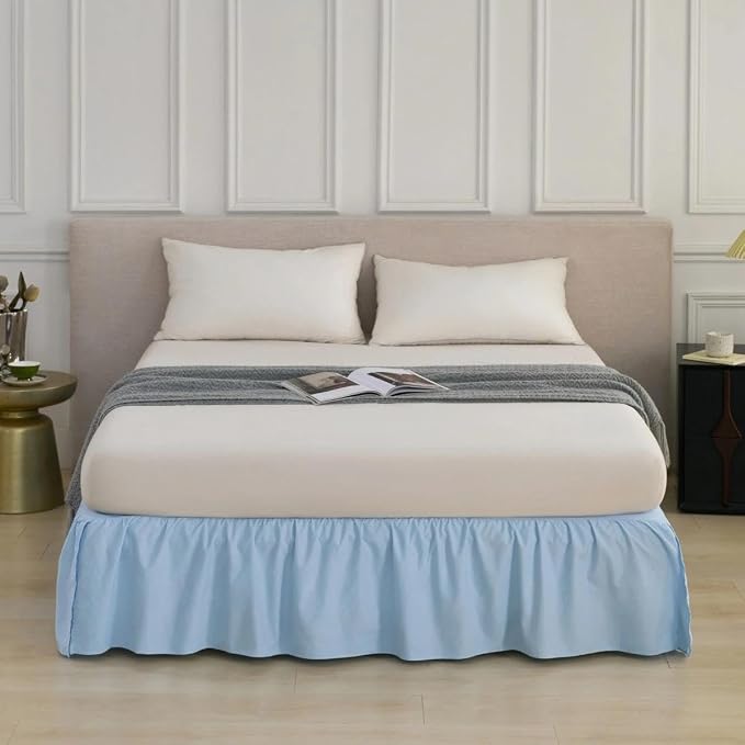 Bed Skirt Queen Size Ruffled Bed Skirt, 14'' Queen Dust Ruffle Bed Skirts | With Split Corners, Dust Ruffle with Platform, Microfiber, Breathable, Soft, Easy Fit, Sky Blue