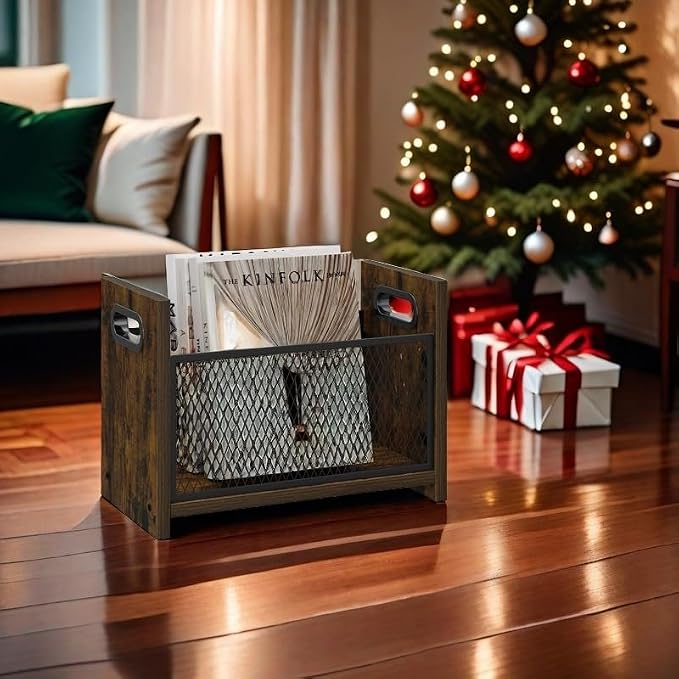 Magazine Rack, Magazine Holder for Desktop and Home Office, Magazine Rack Floor, Magazine File Holder Storage Basket for Letters, Magazines, Books, Newspapers 14.09" L x 7.5" W x 10.43" H
