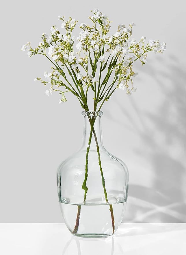 Serene Spaces Living Clear/Brown Tall Vase, Bottle Glass Vase, Elegant Home Decor for Fresh or Dried Flowers, Perfect for Living Rooms, Dining Areas, and Centerpieces (Small - Pack of 1)