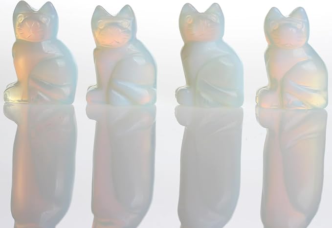 Opalite Opal 2.0inch Cat Statue Feng Shui Crafts Natural Stone Carved Figurine Chakra Carving Stones Healing Reiki