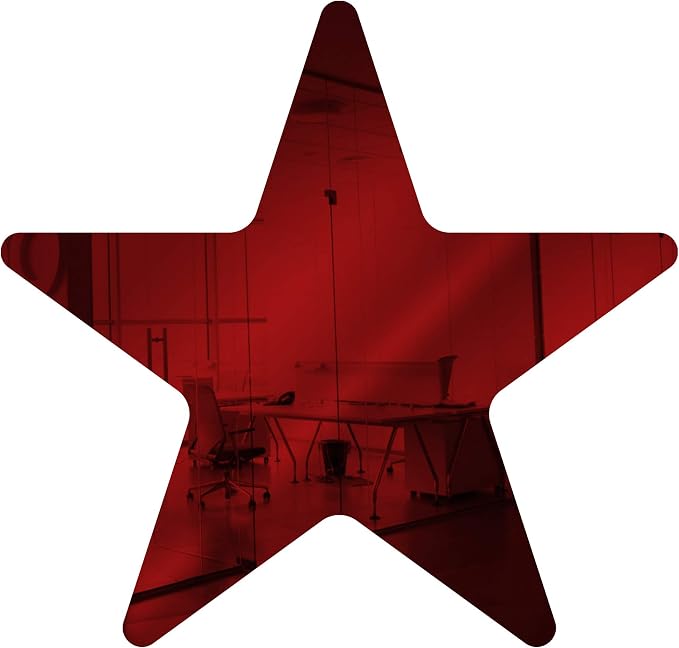 Marketing Holders Acrylic Mirror 4" Star Dark Red Flat DIY Smooth Edge Plexiglass Tiles .118 3MM Thick Rounded Corners Decor for Holiday Parties Business Offices Spas Salons Boutiques Weddings