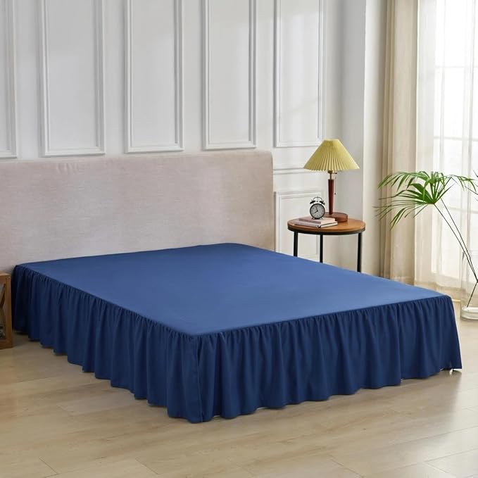 Bed Skirt Queen Size Ruffled Bed Skirt, 16'' Queen Dust Ruffle Bed Skirts | With Split Corners, Dust Ruffle with Platform, Microfiber, Breathable, Soft, Easy Fit, Navy Blue