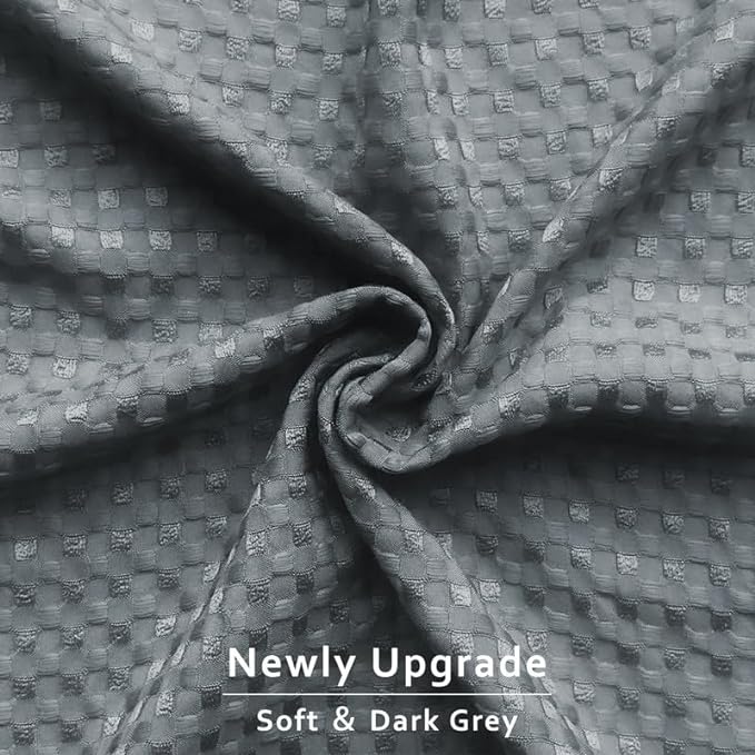 MIYE Pleated Waffle Weave Bed Skirt, Tailored Dust Ruffle 12 Inch Drop Easy Fit, Machine Washable (Dark Grey, King - 12" Drop)