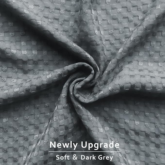 MIYE Pleated Waffle Weave Bed Skirt, Tailored Dust Ruffle 14 Inch Drop Easy Fit, Machine Washable (Dark Grey, Queen - 14" Drop)