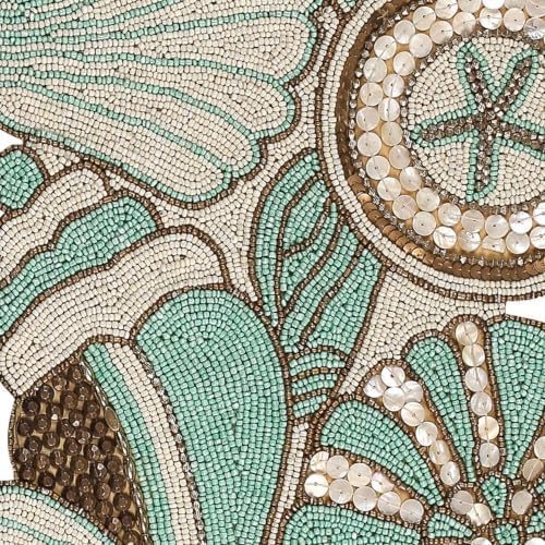 Beaded Table Runner 13x36 Coastal Sea Shell Premium Glass Beads & Polyester Ideal for Wedding Home Décor Christmas & Family Gathering (Multi) - ALPHA Living HOME
