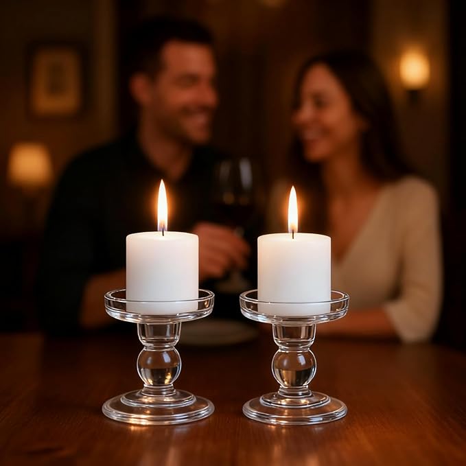 Glass Candle Holders for Pillar Candle, Unity Candle Holder Set of 3 for Wedding Ceremony Set, Candlestick Holder for Table or Home Decoration