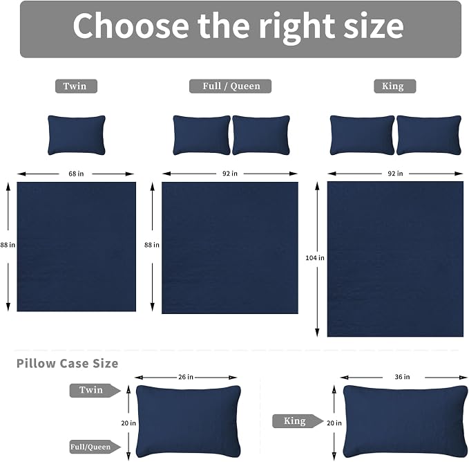 Easy-Going Reversible Quilt Set Twin, Bedspread with 1 Shams | Damask-Dark Blue/Light Blue, Lightweight Microfiber Bed Comforter, 1 Quilt + 1 Pillow Shams, All-Season Coverlets