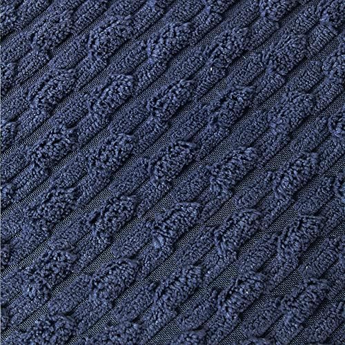 Fancy Homi Set of 2 Navy Blue Decorative Throw Pillow Covers 20x20 Inch with Pom-poms for Couch Bed Sofa, Modern Farmhouse Boho Home Decor, Soft Plush Corduroy Cute Cushion Case 50x50 cm