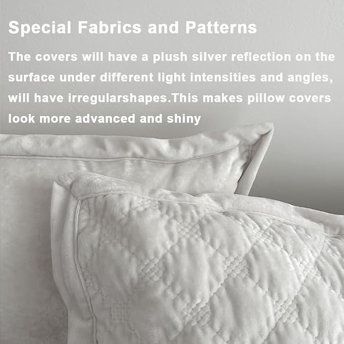 Standard Pillowcase 20X26 1 Piece Pillow Cover with Envelope Closure Rectangular Quilted Pillow Case Soft Decorative Texture Pillow Sham for Bed, Ivory White