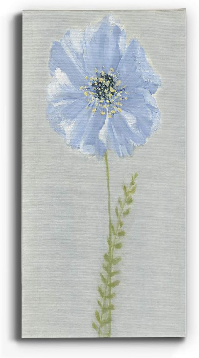 Renditions Gallery Canvas Floral Wall Art Modern Paintings & Prints Decor Premium Jardin Bleu Abstract Glam Romantic Botanical Wall Hanging for Bedroom Office Kitchen - 12"x24" LT43