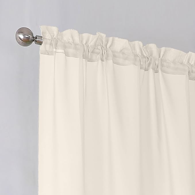 Simplebrand Cream Sheer Curtains, 63" Length, 2 Panels Set - Light Filtering, Rod Pocket Window Curtains for Bedroom (Cream, 59" W x 63" L)