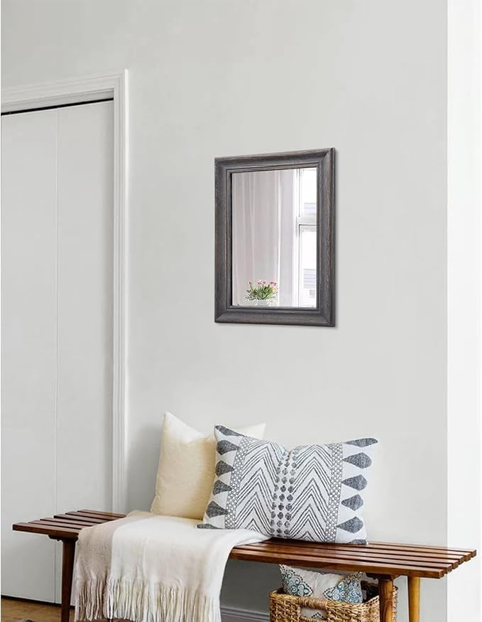Wooden Mirror Rectangle Retro Hanging Mirrors for Farmhouse Modern Bathroom Bedroom Wall Decor