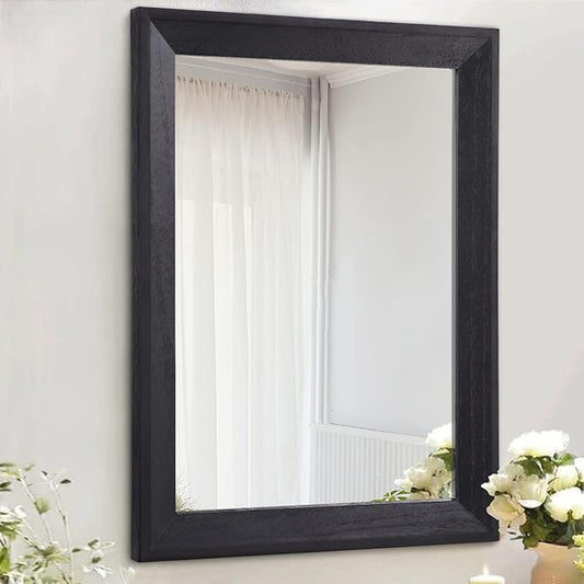 AAZZKANG Black Mirrors for Wall Rectangle Wood Framed Large | Decorative Wall Mirror 20"x16" for Bedroom Bathroom Living Room Dressing Room Entryway