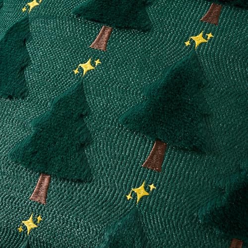 UGASA Star Christmas Decorative Pillow Covers 18x18 Inch Set of 2 Soft Plush Faux Fur Jacquard Throw Pillows Pillowcases for Couch Sofa Holiday Festivals Winter Home Decor, Dark Green